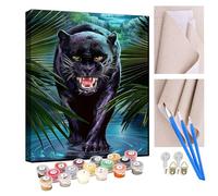 KANGBAWA Pintar por números para adultos Animal elfo de la noche pantera negra DIY Paint by numbers Pintura por Números con Pinceles y regalo para hogar decoración de casa (sin marco) 40 x 50 cm