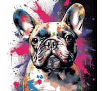 KANGBAWA Pintura por Números Bulldog francés con rosa (7) 40x50cm DIY Kit de Pintar con Números sin Marco, Pintura al óleo de Lienzo con Pinceles y Pigmento Acrílico para Adultos y Niños