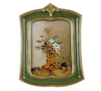 Kangce - Marco de fotos vintage de 10 x 15 cm, ornamentado, estilo antiguo, para mesa y pared, diseño retro decorativo, decoración del hogar, galería de fotos, arte, color verde