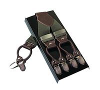 KANGDAI Tirantes Azules 6 hebillas Y Volver 10 colores duraderos elásticos Adjustable Suspenders Strong Metal Clips (Verde)