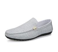Kanggrei Mocasines de Hombre con Punta Redonda, de Tela, cómodos, de tacón Plano, Antideslizantes, Informales, sin Cordones(Grau,40 EU)