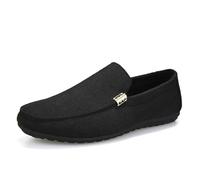 Kanggrei Mocasines de Hombre con Punta Redonda, de Tela, cómodos, de tacón Plano, Antideslizantes, Informales, sin Cordones(Negro,44 EU)