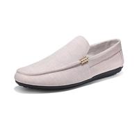 Kanggrei Mocasines de Hombre con Punta Redonda, de Tela, Planos, cómodos, for Bodas y Fiestas.(Beige,42 EU)