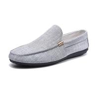 Kanggrei Mocasines de Hombre con Punta Redonda, de Tela, Planos, cómodos, for Bodas y Fiestas.(Grau,39 EU)