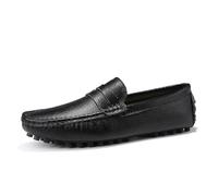 Kanggrei Mocasines for Hombre, de Piel Nobuk, con Punta Cuadrada, Antideslizantes, de tacón Plano, for Baile de graduación(Negro,45.5 EU)