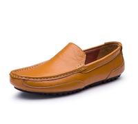 Kanggrei Mocasines for hombre, punta cuadrada, de piel sintética, sin cordones, estilo mocasín de conducción, flexibles, antideslizantes, cómodos y a la moda.(Yellow,43 EU)