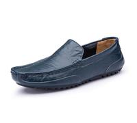 Kanggrei Mocasines for hombre, punta cuadrada, de piel sintética, sin cordones, estilo mocasín de conducción, flexibles, antideslizantes, cómodos y a la moda.(Azul,38 EU)