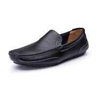 Kanggrei Mocasines for hombre, punta cuadrada, de piel sintética, sin cordones, estilo mocasín de conducción, flexibles, antideslizantes, cómodos y a la moda.(Negro,44 EU)