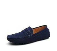 Kanggrei Mocasines for Hombre, Punta Cuadrada, Piel Nobuk, Ligeros, Flexibles, cómodos, for Baile de graduación, Boda, sin Cordones(Dark Blue,39 EU)