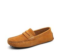 Kanggrei Mocasines for Hombre, Punta Cuadrada, Piel Nobuk, Ligeros, Flexibles, cómodos, for Baile de graduación, Boda, sin Cordones(Light Brown,39 EU)