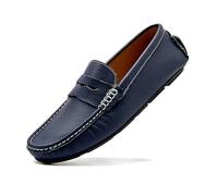 Kanggrei Mocasines for Hombre, Punta Redonda, Piel Nobuk, Mocasines de Conducir, Flexibles, tacón Plano, cómodos, for Exteriores, clásicos(Azul,42 EU)