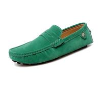Kanggrei Mocasines Penny for Hombre con Punta Redonda, Mocasines de Ante con Empeine, Ligeros, de tacón Plano, Antideslizantes, a la Moda, for Caminar, Mocasines(Color:Verde,Size:44 EU)