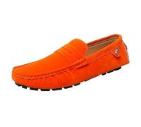 Kanggrei Mocasines Penny for Hombre con Punta Redonda, Mocasines de Ante con Empeine, Ligeros, de tacón Plano, Antideslizantes, a la Moda, for Caminar, Mocasines(Color:Naranja,Size:42 EU)