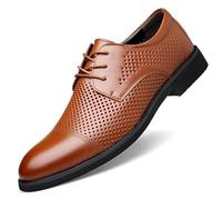 Kanggrei Zapatos con alzas Oxford transpirables for hombre, zapatos con alzas que aumentan la altura, 2,4 pulgadas más alto, Oxfords con puntera de cuero con cordones, 2,4 pulgadas más alto(Color:Holl