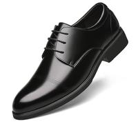 Kanggrei Zapatos con alzas Oxford transpirables for hombre, zapatos con alzas que aumentan la altura, 2,4 pulgadas más alto, Oxfords con puntera de cuero con cordones, 2,4 pulgadas más alto(Color:Negr