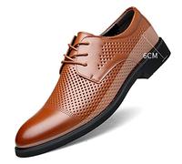 Kanggrei Zapatos con alzas Oxford transpirables for hombre, zapatos con alzas que aumentan la altura, 2,4 pulgadas más alto, Oxfords con puntera de cuero con cordones, 2,4 pulgadas más alto(Color:Holl