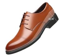 Kanggrei Zapatos con alzas Oxford transpirables for hombre, zapatos con alzas que aumentan la altura, 2,4 pulgadas más alto, Oxfords con puntera de cuero con cordones, 2,4 pulgadas más alto(Color:Brow