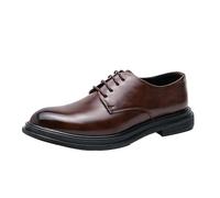 Kanggrei Zapatos de vestir for hombre con cordones, punta bruñida, de piel sintética, Derby(marrón,45 EU)
