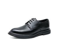 Kanggrei Zapatos de vestir for hombre con cordones, punta bruñida, de piel sintética, Derby(Negro,42 EU)
