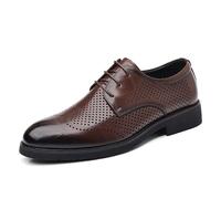 Kanggrei Zapatos de vestir for hombre con cordones, punta redonda bruñida, transpirables, de piel sintética, Derby(marrón,40 EU)