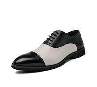 Kanggrei Zapatos de Vestir for Hombre Patchwork Multicolor Dos Tonos Color Ligero Transpirable con Cordones Moda Gorra Oxford Zapatos Hombres(Color:Negro,Size:44 EU)