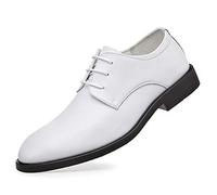Kanggrei Zapatos de Vestir for Hombre Zapatos Derby con Cordones Blancos Punta Redonda Cuero sintético Suela de Goma Antideslizante Boda(Size:41 EU)