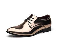 Kanggrei Zapatos de vestir formales for hombre, con cordones, de charol, derby, de piel sintética, for negocios(Oro,40 EU)