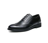 Kanggrei Zapatos de vestir Oxford for hombre, con cordones, punta bruñida, de piel sintética, con punta de ala y brogue.(Negro,37 EU)