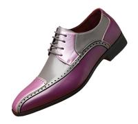 Kanggrei Zapatos de vestir Oxford for hombre, con cordones y parches multicolores, de dos tonos, con puntera, formales, de negocios y boda, Derby(Purple,42 EU)