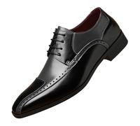 Kanggrei Zapatos de vestir Oxford for hombre, con cordones y parches multicolores, de dos tonos, con puntera, formales, de negocios y boda, Derby(Black,45 EU)