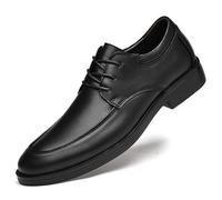Kanggrei Zapatos Derby de Cuero con Cordones y Punta Redonda for Hombre, Suela de Goma, Antideslizantes, Zapatos de Vestir de Boda(Color:Negro,Size:43 EU)