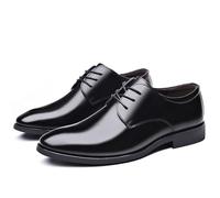 Kanggrei Zapatos Derby de piel vegana con punta puntiaguda y cordones for hombre, color liso(43 EU)