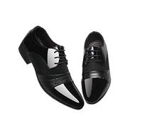 Kanggrei Zapatos formales de vestir Oxford for hombre con cordones y punta redonda de cuero brillante for negocios(Negro,42 EU)