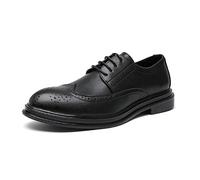 Kanggrei Zapatos formales for hombre con cordones, punta bruñida, brogue, punta de ala en relieve, Derby(Negro,39 EU)