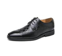 Kanggrei Zapatos formales for hombre con cordones, punta cuadrada, de piel sintética, con punta de ala y patchwork, Derby(Negro,39 EU)