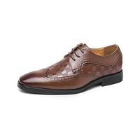 Kanggrei Zapatos formales for hombre con cordones, punta cuadrada, de piel sintética, con punta de ala y patchwork, Derby(marrón,45.5 EU)