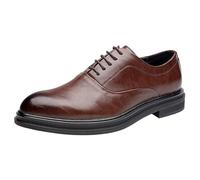 Kanggrei Zapatos Formales for Hombre, con Cordones, Punta Redonda, Color Liso, de Piel Vegana, Oxford, tacón de Bloque, caña Baja, Antideslizantes, for Boda(marrón,43 EU)