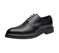 Kanggrei Zapatos Formales for Hombre, con Cordones, Punta Redonda, Color Liso, de Piel Vegana, Oxford, tacón de Bloque, caña Baja, Antideslizantes, for Boda(Negro,46 EU)