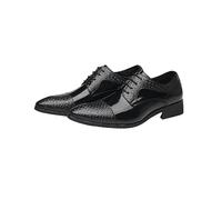 Kanggrei Zapatos formales for hombre con cordones y punta puntiaguda, con parches y puntera, zapatos Derby for boda.(Negro,43 EU)