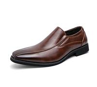 Kanggrei Zapatos Formales for Hombre, sin Cordones, con Hebilla, Punta Cuadrada, Punta de Bicicleta, Cuero Vegano, caña Baja, for Exteriores(marrón,41 EU)