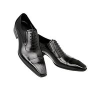 Kanggrei Zapatos formales Oxford de vestir for hombre, con cordones, puntera cuadrada, suela de goma y cuero sintético.(Negro,45 EU)