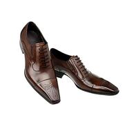 Kanggrei Zapatos formales Oxford de vestir for hombre, con cordones, puntera cuadrada, suela de goma y cuero sintético.(marrón,46 EU)