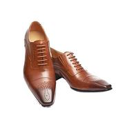 Kanggrei Zapatos formales Oxford de vestir for hombre, con cordones, puntera cuadrada, suela de goma y cuero sintético.(Yellow,43 EU)