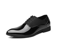 Kanggrei Zapatos formales Oxford for hombre con cordones de piel sintética, diseño clásico de patchwork en dos tonos.(Negro,45 EU)