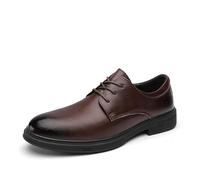 Kanggrei Zapatos Oxford de vestir for hombre con cordones y punta redonda bruñida de piel sintética.(marrón,45.5 EU)