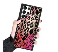 KANGHAR Case Compatible with Samsung Galaxy S24 Ultra 5G,Black Leopard Design,Tire Texture Non-Slip +Shockproof Rugged TPU Protective Case for Galaxy S24 Ultra-Pink Leopard