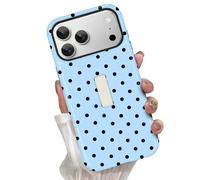KANGHAR Funda de lunares para iPhone 17 Pro con soporte de correa oculta, funda híbrida 2 en 1, delgada, a prueba de golpes, compatible con MagSafe, protección de lente de cámara, unisex, uso diario