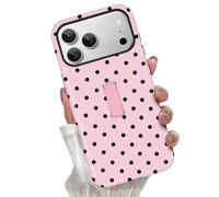 KANGHAR Funda de lunares para iPhone 17 Pro con soporte de correa oculta, funda híbrida 2 en 1, delgada, a prueba de golpes, compatible con MagSafe, protección de lente de cámara, unisex, uso diario