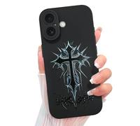 KANGHAR Funda diseñada para iPhone 17, patrón de cruz gótica negra, diseño estético oscuro Y2K para hombres, niños y mujeres, funda protectora de TPU suave a prueba de golpes