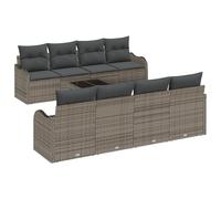 Kangmusi 3345629 - Juego de sofá de jardín de 9 piezas con cojines de ratán gris de polirratán, 2 plazas, sofá de jardín con cojín gris